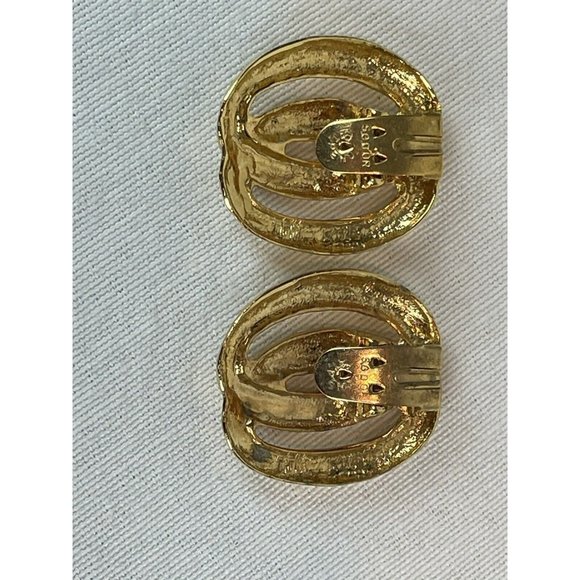 Vintage Gold Tone Shoe Clips Swirls Metal Marked S.G. DOR - Picture 4 of 7